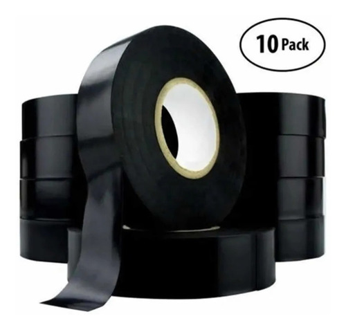 Imagen 3 de 3 de Pack 10 Cinta Aislante Negra Pvc Aisladora Cableado Huincha