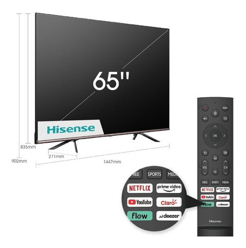 Smart Tv 65 Hisense Uled 4k 65u70g Negro Envio Gratis Vidaa