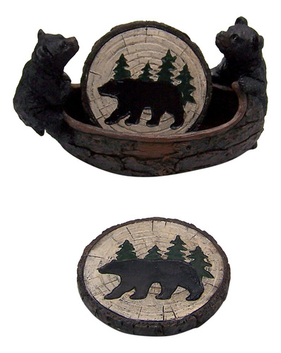 Soporte De Canoa De Oso Negro Con 4 Posavasos, 725 Pulgadas