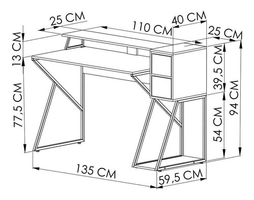 Mesa Gamer Para 2 Monitores Com Nicho Para Cpu E 2 Gavetas Cor Vermelho com Grafite