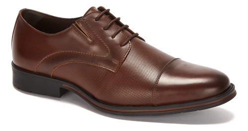 Zapato Oxford Ferrato Con Agujetas Y Textura Hombre Cafe