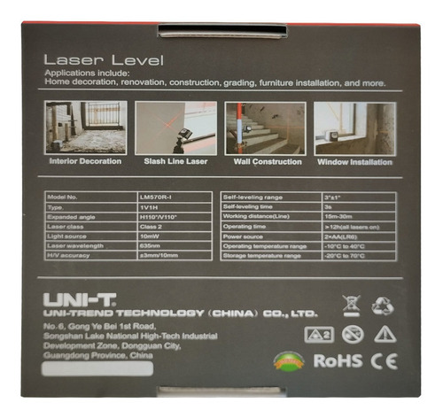 Nivel Láser Rojo 10mw Vertical/horizontal 30 Mts Lm570r-i