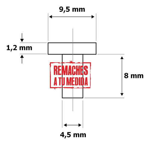 Remache Hierro Estañado No12 (4.5x8mm) Golpe Macizo 100u.