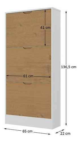 Imagen 6 de 7 de Zapatera Premium 3 Puertas 18 Pares Dormitorio Mueble V Lcm