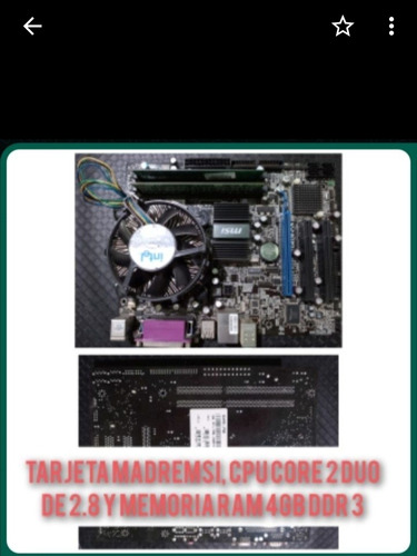 Combo Tarjeta Madre Msi Con Procesador De 2.6 Y 4 Gb De Ram.