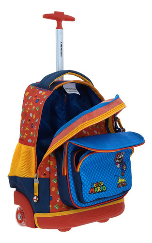 Mochila Mario Bros Onder Primaria Con Carro Mb70511-9 Color Multicolor