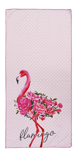 Toalha De Praia Aveludada Realce Premium Flamingo 140x70cm