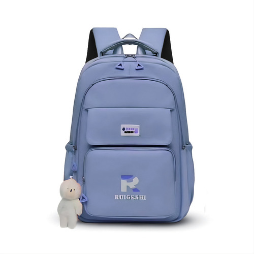 Mochila Feminina Escolar Costura Reforçada Antifurto Luxo Cor Azul