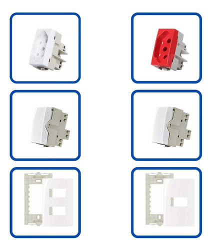 Kit 20 Peça Interruptores Tomadas Sleek 4x2 Branco Margirius