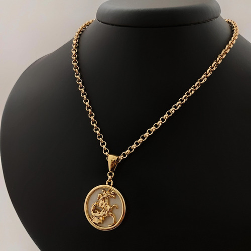 Colar São Jorge Ogum Semijoia Banhado A Ouro 18k Cor Dourado