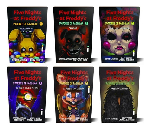 Kit Five Nights At Freddy's: Pavores De Fazbear Vols. 1-6 Mergulho Na Escuridão, Caçador, Hora De Acordar, Chegue Mais Perto, A Visita Do Coelho E Pássaro Sombrio (coleção Completa Fnaf) Capa Comum