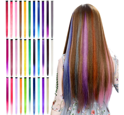 Beahot 32 Extensiones De Cabello Con Clip De Colores De 20 P