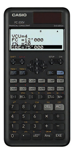 Calculadora Casio Fc 200v 2 W Dt 2da Edicion Negra Color Negro