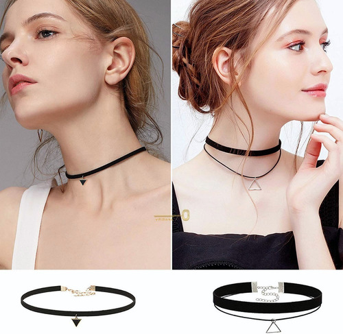 Collar Gargantilla Accesorios Mujer Negro Encaje Gotico 22pz