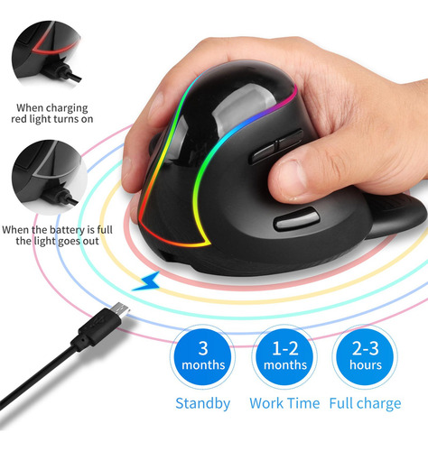 Wireless Mouse Vertical With Scroll Wheel 6 Lighting 3200
