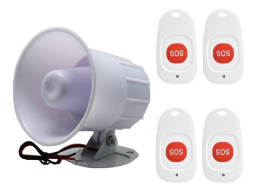 Alarma Vecinal 100m Ext/int Con 4 Controles Sirena 12v 20w