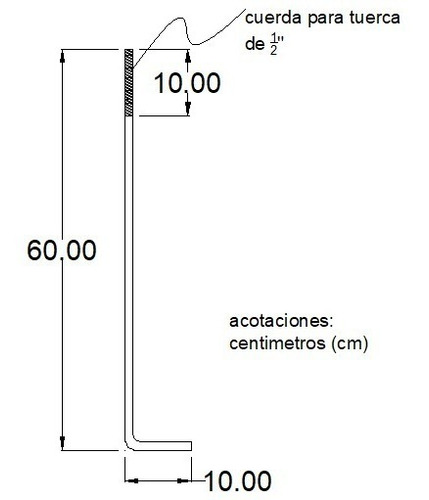 Ancla De 1/2  Para Poste,  Estructura, Acero