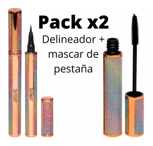  Delineador Para Ojos + Máscara Para Pestañas Negro Pack X2