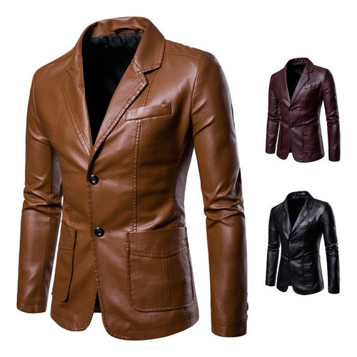 Chaqueta De Cuero Para Hombre Blazer Primavera Otoño