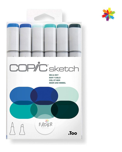 Copic Sketch Colores Mar Y Cielo Set X6 Marcadores Azules