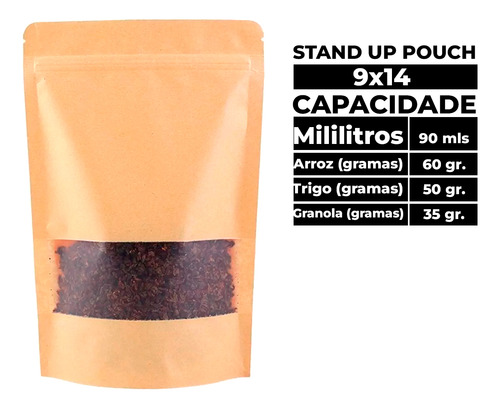 Saco Ziplock Hermetico Visor Stand Up Pouch 9x14 50un