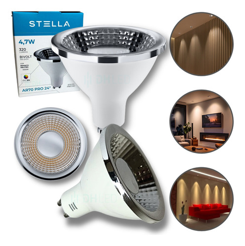Kit 14x Lâmpada Ar70 24º Graus 4,7w Irc95 4000k Stl21413/40 Luz Branco-neutro