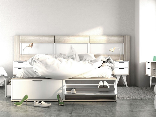 Imagen 6 de 10 de Cama Box Base Sommiers Cajones Madera Multifunción - 160x200