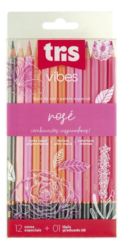 Lapis De Cor Vibes Tons Rosé 12 Cores + 1 Lápis 6b Tris