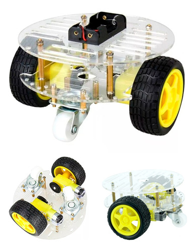 Carro Chasis Circular Kit Arduino 2 Llantas Rueda Loca Robot