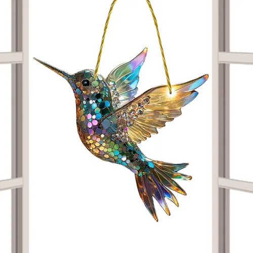 Orecchini A Forma Di Colibrì, Stile Vetrate Colorate, Pendenti A Forma - Foto 2