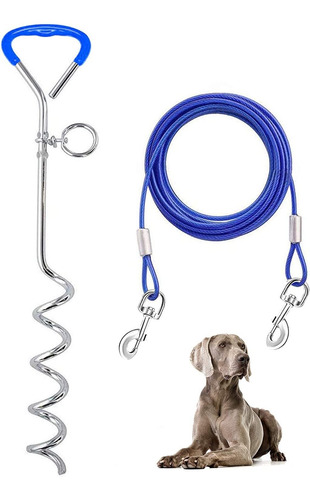 Correa de cable de acero inoxidable para perros cable para atar perros medianos y grandes en campings y al aire libre 