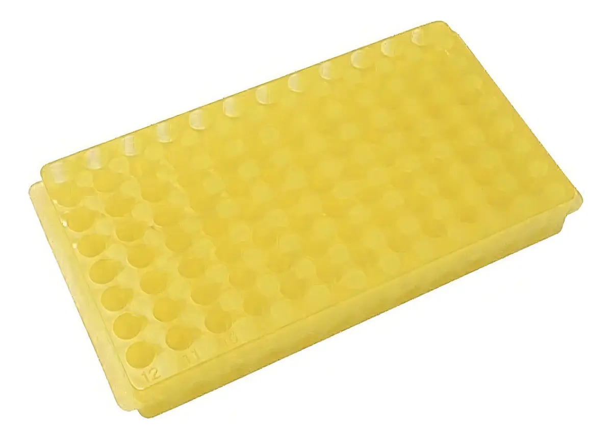 Estante Dupla Face Autoclavável Pp P/ 96 Microtubos Amarelo