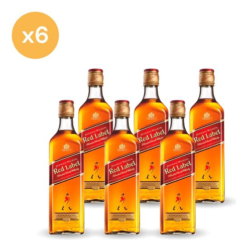 Whisky Johnnie Walker Red Label 750ml Pack 6 Piezas