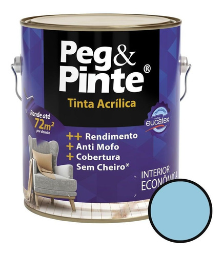 Tinta Latex Eucatex Peg Pinte Acrilico Azul Ilheus 3600ml