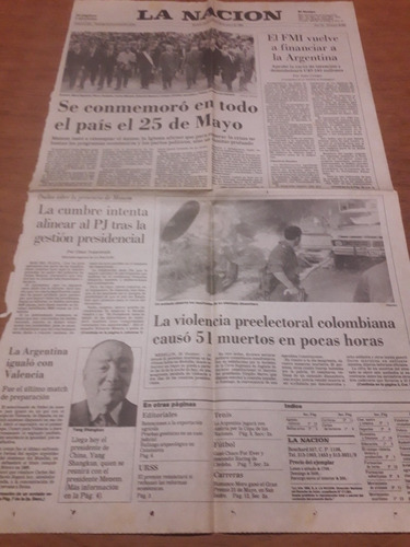 Tapa Diario La Nación 25 05 1990 Aniversario 25 De Mayo (Usado)