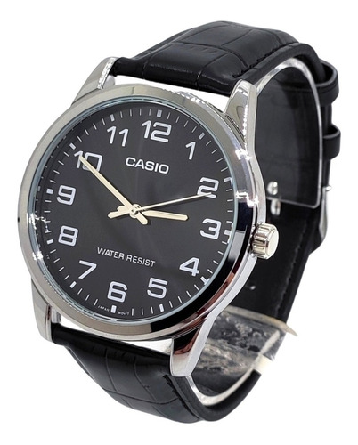 Imagen 4 de 8 de Reloj Cuero Negro Casio Mtp-v001l-1b