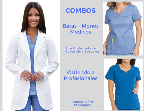 Batas Largas + Uniformes Medicos Para Damas En Combo