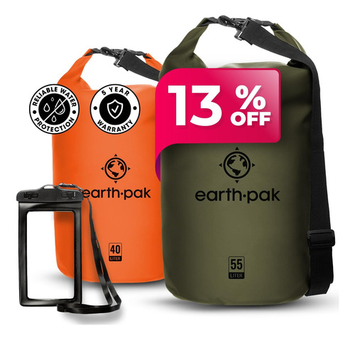Earth Pak Bolsa Seca Impermeable - Mochila Impermeable Con P