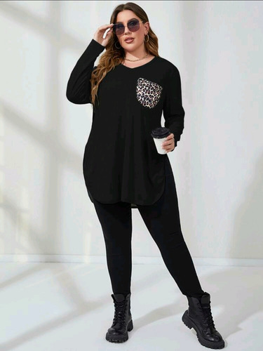 Remera Negra Manga Larga Importada Talle Grande Xl