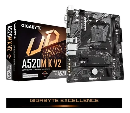 Placa Mae Gigabyte Ultra Durable A520m Kv2 Amd Am4 Matx Ddr4