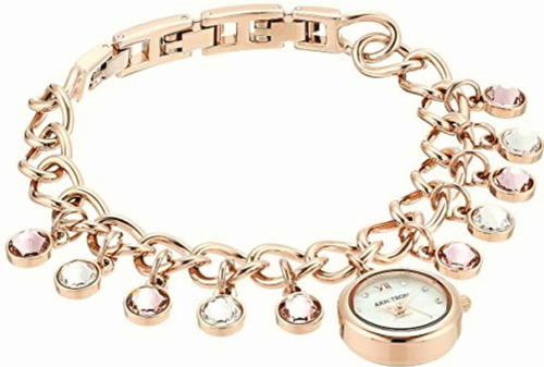 Reloj Armitron Gold Collection, Pulsera De Acero Inoxidable Correa Oro Rosa Bisel Oro Rosa Fondo Blanco