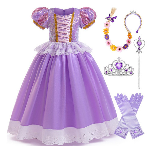 Disfraz De Princesa Rapunzel Para Niñas Para Vestido Fiesta De Cumpleaños Carnaval De Halloween