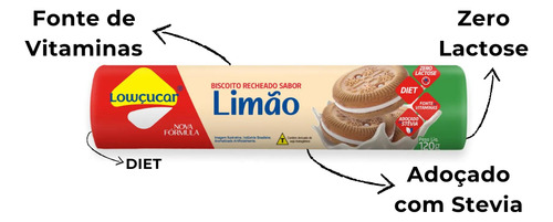 Biscoito Recheado Lowçucar 120g Sabores Diversos Kit Com 16