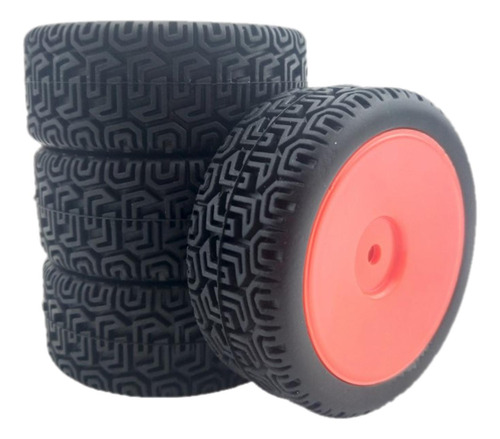 4 Paquetes De Neumáticos De Goma Rc 66mm Para Rojo Rojo