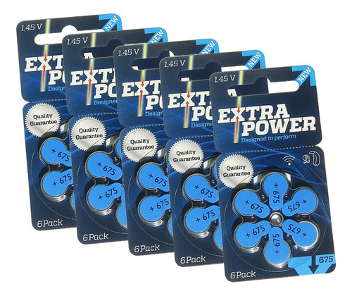 30 Pilhas Baterias 675 Pr44 Aparelho Auditivo Extra Power