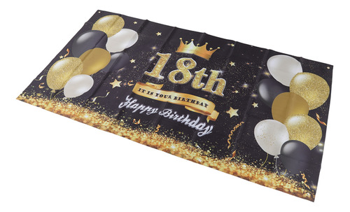 Telón De Fondo De Feliz Cumpleaños Número 18, Oro Negro, 180