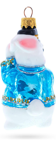 El Conejo Blanco Tiene Un Mini Adorno De Navidad De Vidrio