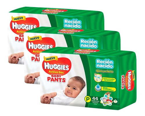 Pañales Huggies Active Sec Baby Pants Ultrapack P Pack X 3