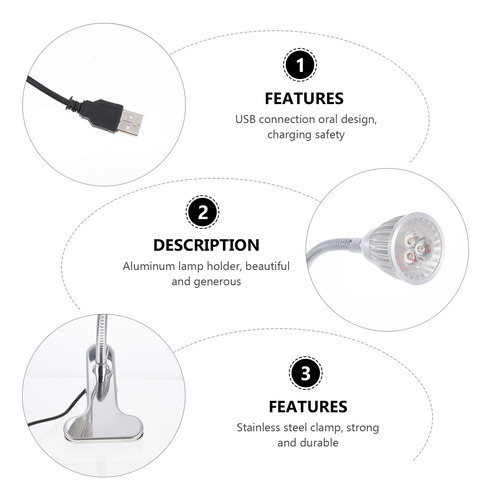 Lámpara Led De Escritorio Con Protección Ocular, Clip Usb, C