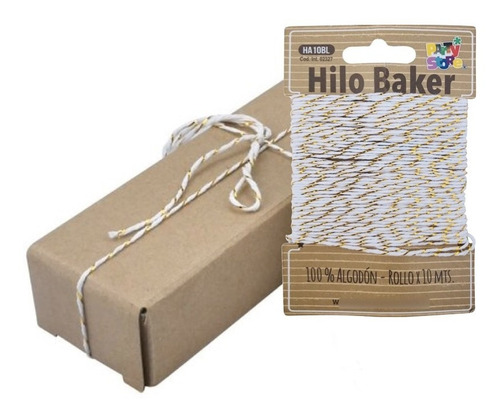 Hilo Algodon Bicolor Baker Twine X 10 Metros Varios Colores Color Dorado